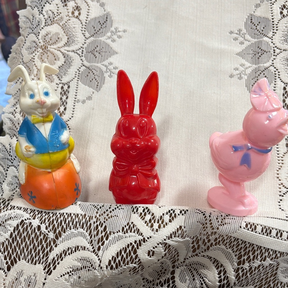 Vintage Easter Bunny and Duck Figurines